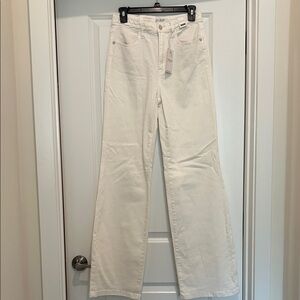 Judy Blue White Flare Jeans with braid detail